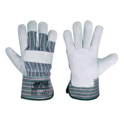 Rigger Gloves - 1008E-GR / 1034, Stripped Leather Rigger Glove, Single Palm