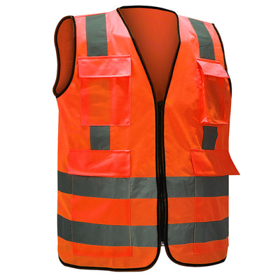 Bright, Hi-Vis Safety Vest With Backside Cross Reflectives & Zipper Closure