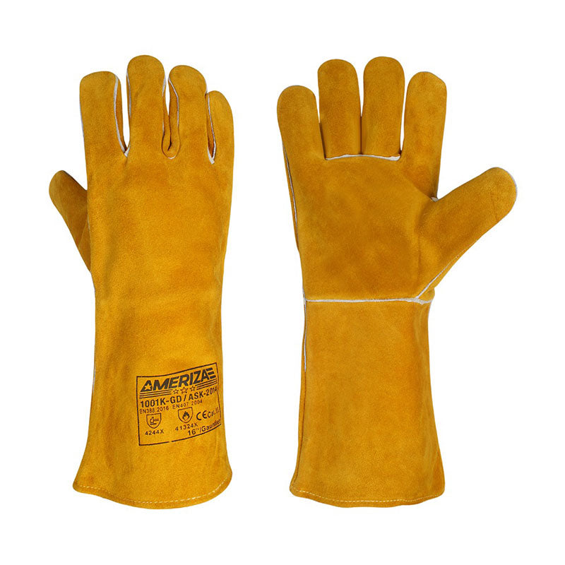 Welding Gloves - 1001K, Golden Leather Welding Glove, Kevlar Stitched