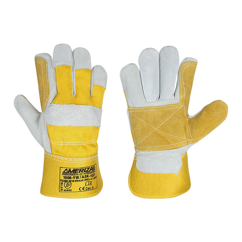 Rigger Gloves - 1006 YW, Yellow Leather Rigger Glove, Double Palm