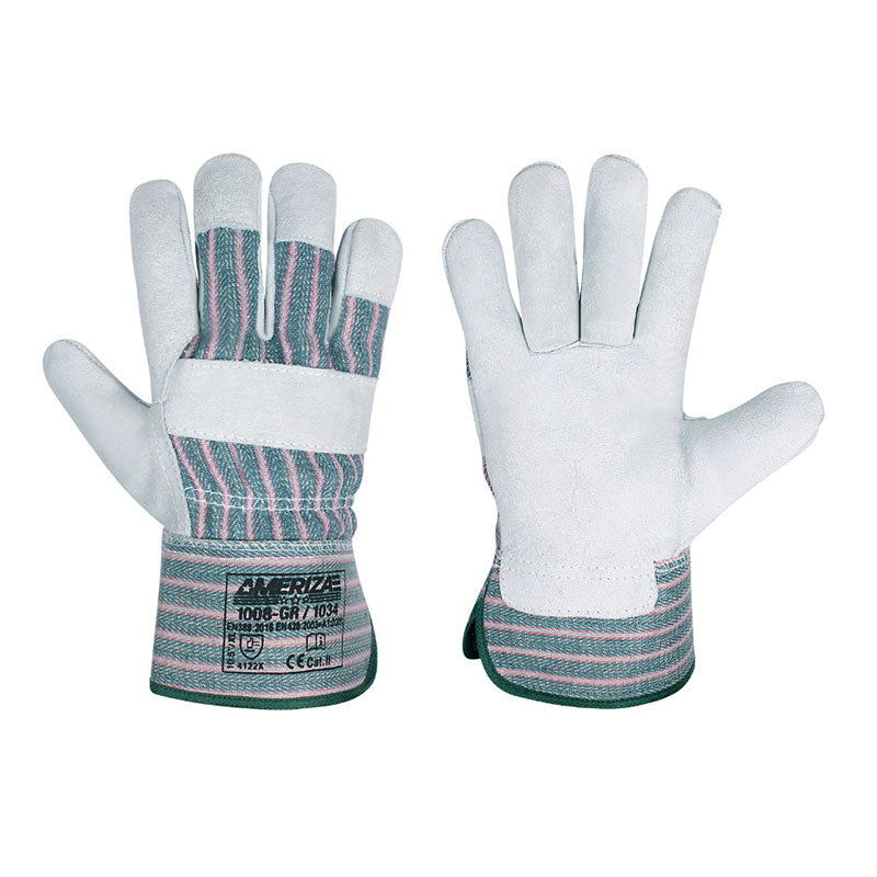 Rigger Gloves - 1008 GR, Candy Stripped Leather Rigger Glove, Single Palm
