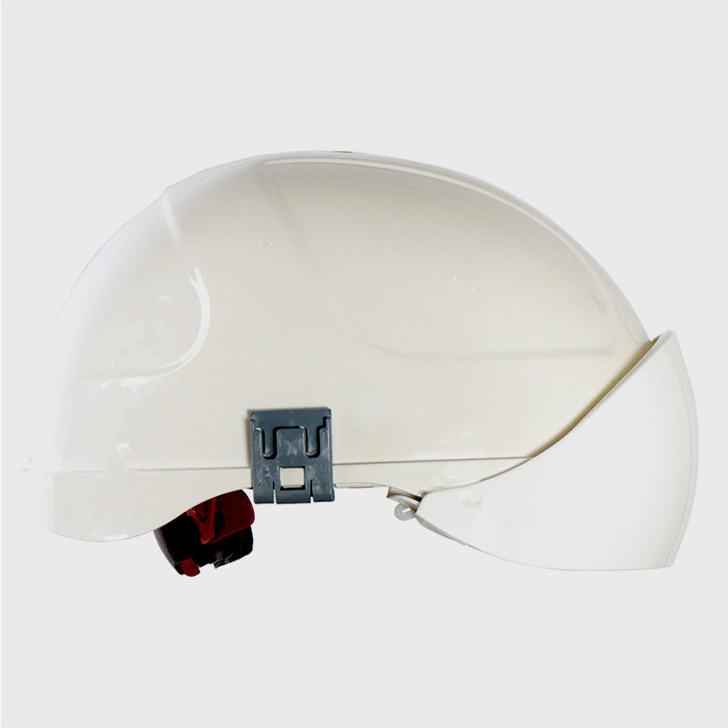 ErgoSIntec Plus, Class E, ATPV: 14.0 cal/cm², Helmet with integrated face shield.