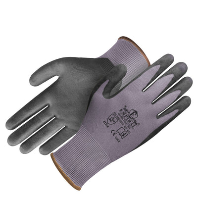 Gorilla Flex - I, 13 Gauge Grey Polyester Liners / Black Microfoam Nitrile Palm Coated Gloves.