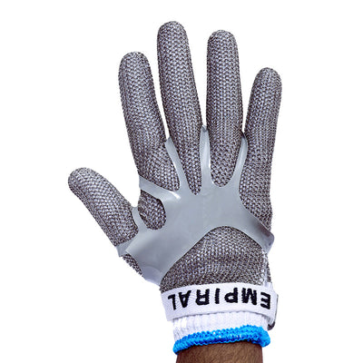 Skydda Metal Mesh, 5 Finger Metal Chain Glove with Textile Strap & Elastic Grip